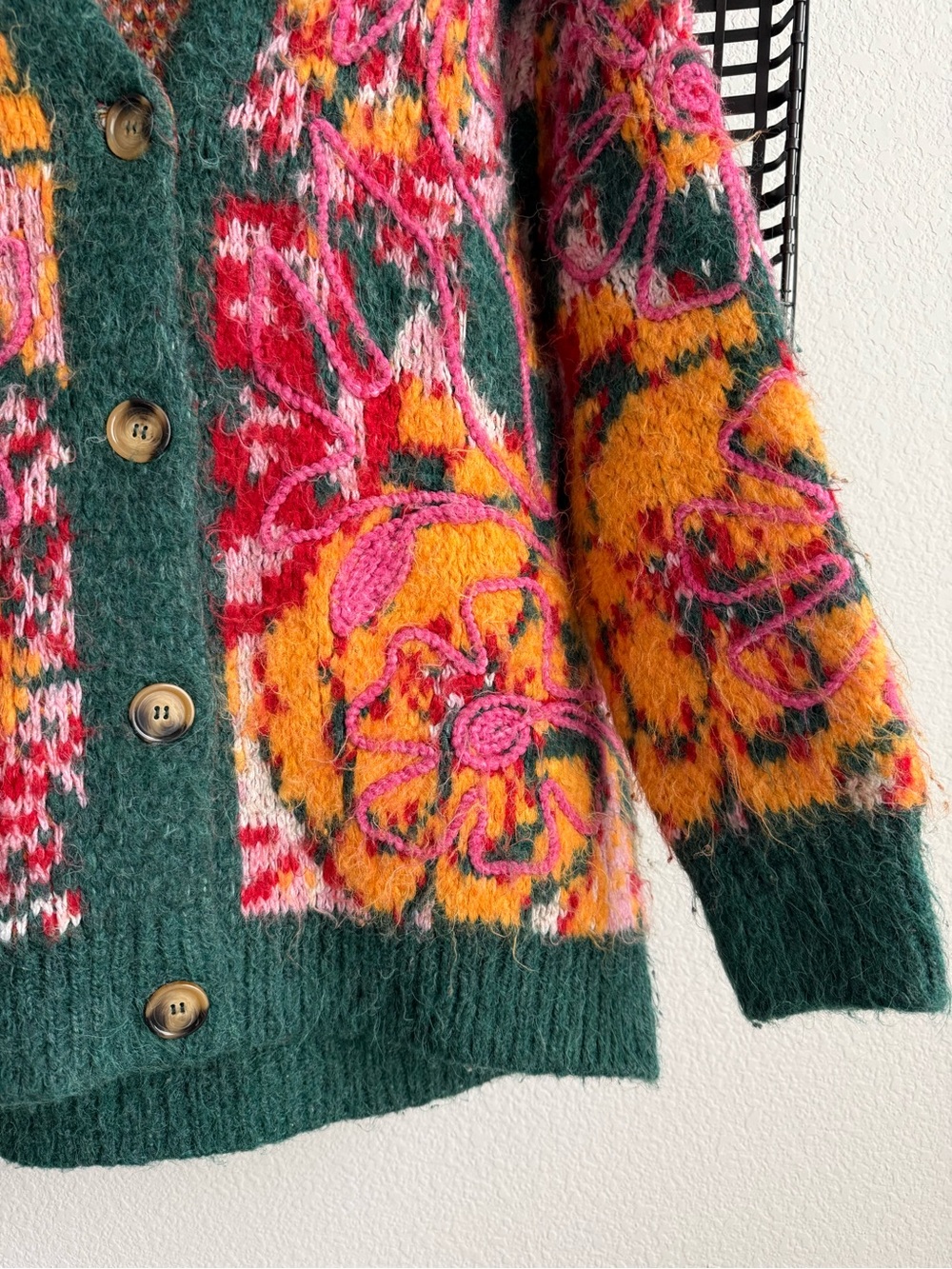 Free People Multicolor Floral Knit Cardigan in Green, Pink & Orange - Picture 5 of 8